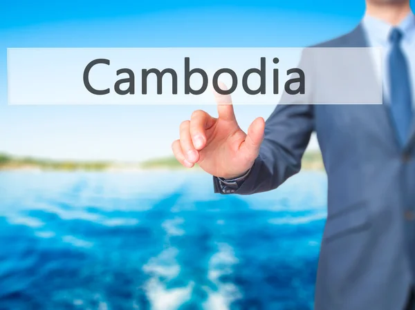 Camboya - Empresario haga clic en la pantalla táctil virtual . —  Fotos de Stock