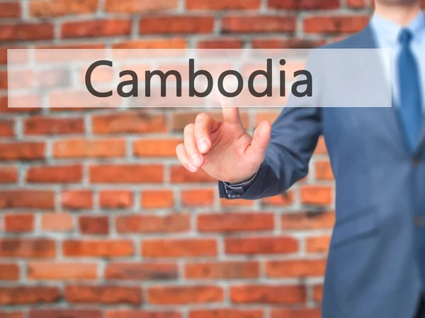 Camboja - Empresário clique na tela sensível ao toque virtual . — Fotografia de Stock