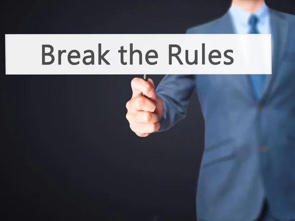 Break the Rules - Businessman hand holding sign — Stock Photo, Image