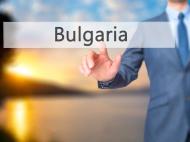 Bulgaristan - Sanal ekran int işadamı el dokunmatik düğmesi