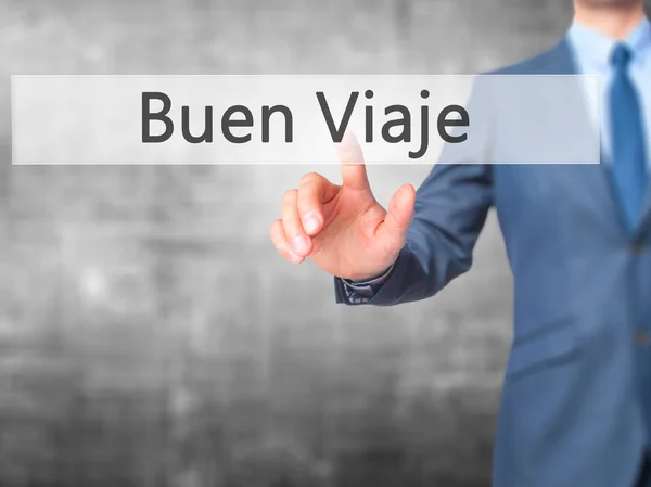 Buen Viaje (хорошая поездка на испанском языке) - бизнесмен рук прикосновение Попки — стоковое фото