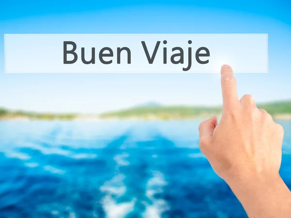 Buen Viaje (Buon Viaggio in Spagnolo) - Premere a mano un pulsante su bl — Foto Stock