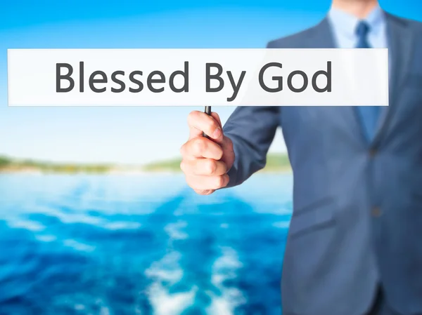 Gezegend door God - zakenman hand hebt van teken — Stockfoto