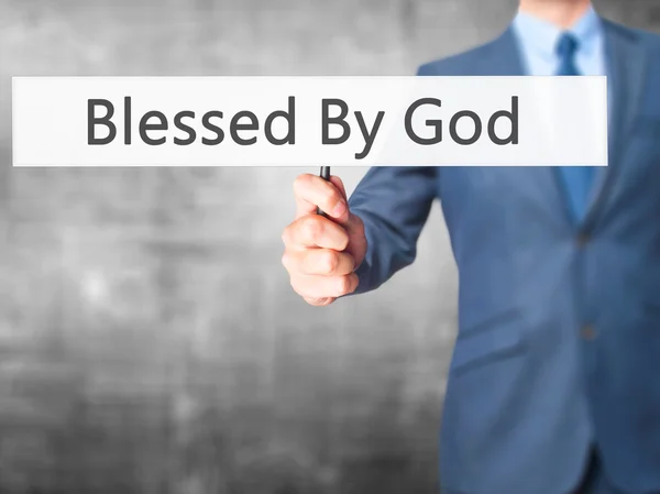 Blessed By God - Businessman hand holding sign — Stock Photo, Image