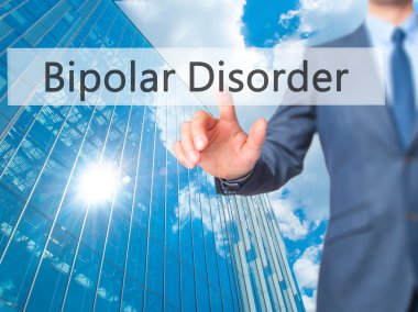 Bipolar bozukluk - işadamı el değmek düğme sanal sc Doğum