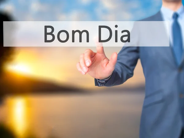 Bom Dia (Portekizce - Günaydın) - İşadamı el dokunuşu — Stok fotoğraf
