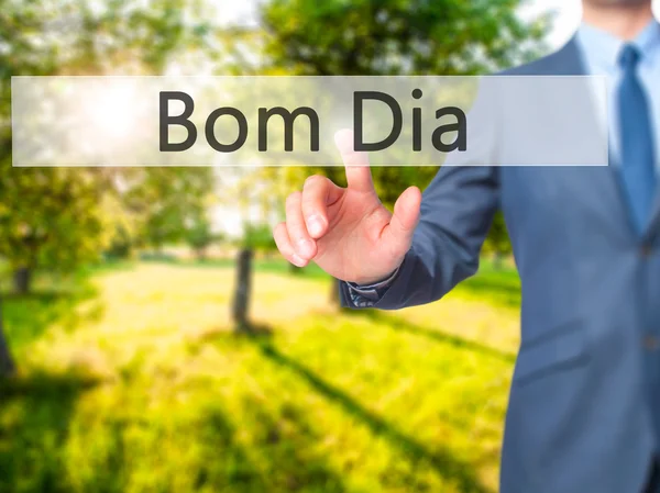 BOM DIA (по-португальськи-доброго ранку)-бізнесмен Hand Touch — стокове фото