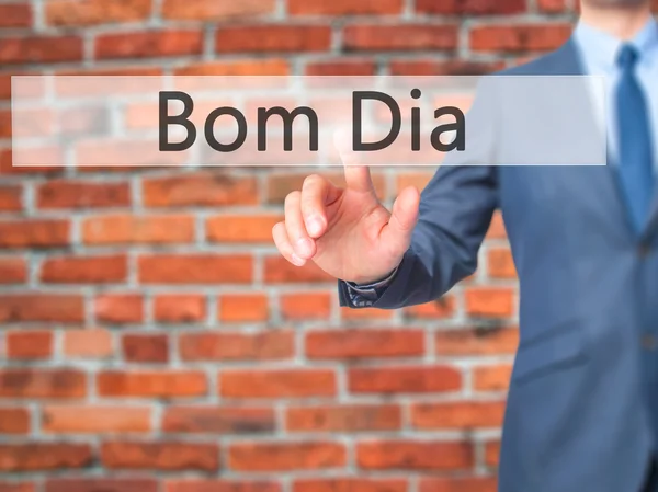BOM dia (portugálul-jó reggelt)-üzletember kéz érintés — Stock Fotó