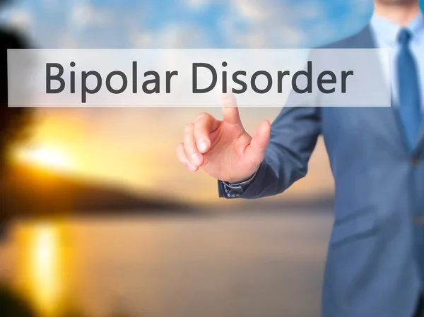 Trastorno bipolar - Empresario botón táctil de mano en sc virtual — Foto de Stock