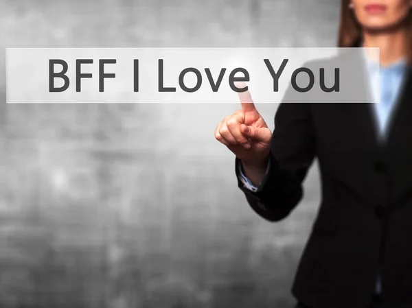 Bff私はあなたを愛しています - 仮想画面とtouで働く若い女の子 — ストック写真
