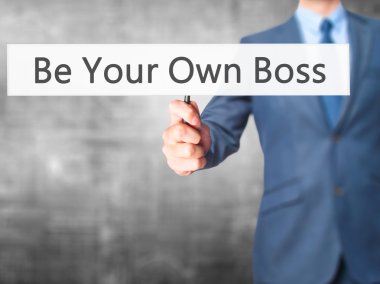 Kendi Boss olun - İşadamı el tutma işareti