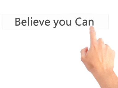 Sana Can - arka plan bulanık c üzerinde bir düğmeye basarak el inanıyorum