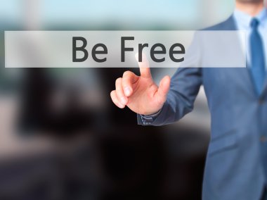 Free - dokunmatik ekranda düğmesine basarak işadamı el Inter olmak