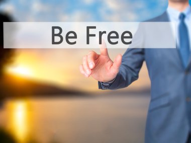 Free - dokunmatik ekranda düğmesine basarak işadamı el Inter olmak