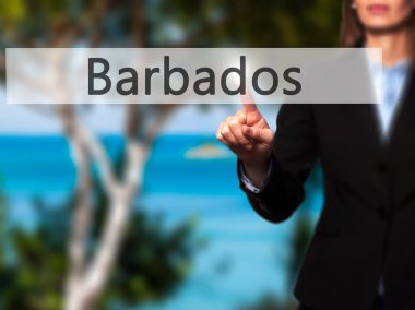 Barbados - kadın dokunaklı sanal düğmesi.