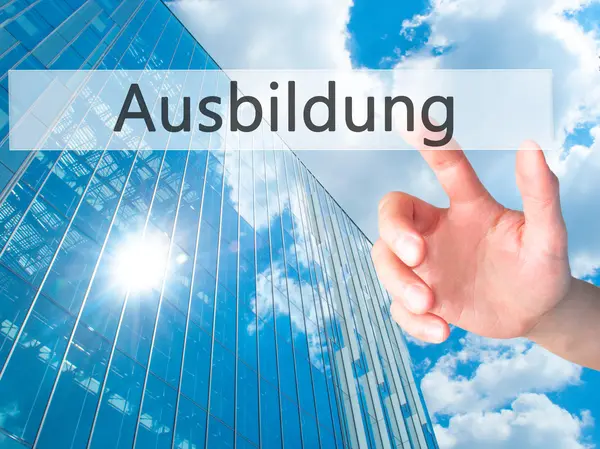 Ausbildung (Éducation en allemand) - Appuyer à la main sur un bouton blu — Photo