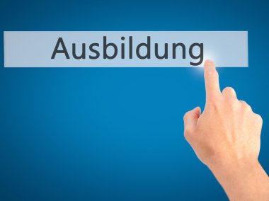 Ausbildung (Almanca eğitimi) - blu üzerinde bir düğmeye basarak el