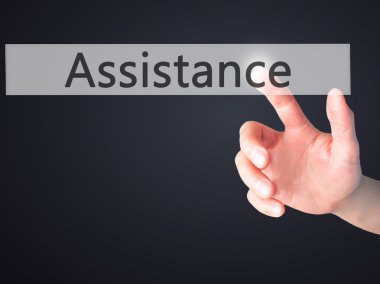 Yardım - arka plan bulanık concep üzerinde bir düğmeye basarak el