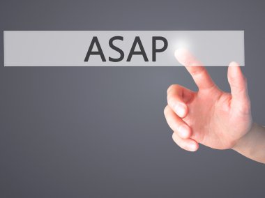 ASAP - v arka plan bulanık kavramı üzerinde bir düğmeye basarak el
