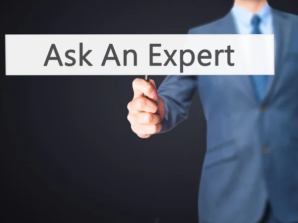 Fråga en Expert - Business man visar tecken — Stockfoto