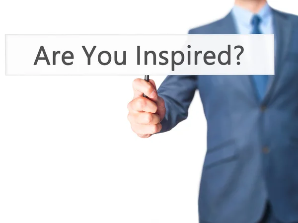 Are You Inspired ? - Business man showing sign — Stock Photo, Image