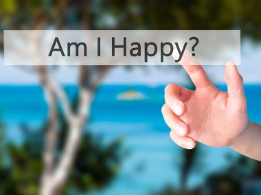 Im'mutlu? -Arka plan bulanık konsantrasyon üzerinde bir düğmeye basarak hand