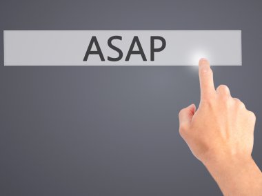 ASAP - v arka plan bulanık kavramı üzerinde bir düğmeye basarak el