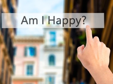 Im'mutlu? -Arka plan bulanık konsantrasyon üzerinde bir düğmeye basarak hand