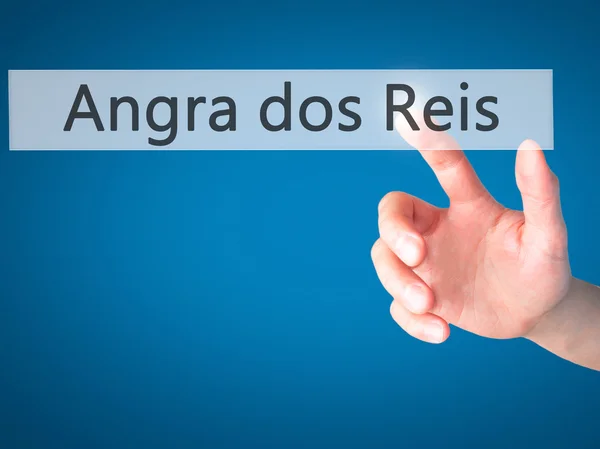 Angra dos Reis - Hand pressing a button on blurred background co — Stock Photo, Image