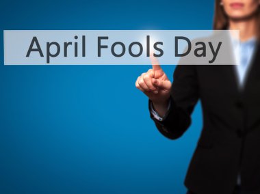 April Fools gün - izole dokunmadan veya b noktasına işaret eden el