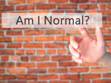 Normal miyim? -Arka plan bulanık con üzerinde bir düğmeye basarak hand