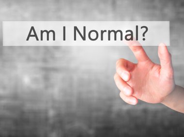 Normal miyim? -Arka plan bulanık con üzerinde bir düğmeye basarak hand