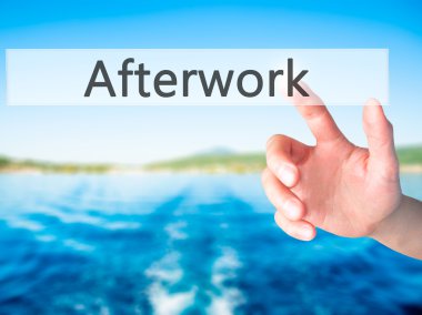 AfterWork - arka plan bulanık kavramı üzerinde bir düğmeye basarak el