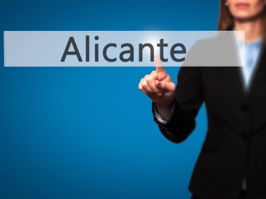 Alicante - İzole kadın el dokunma veya düğmeye işaret
