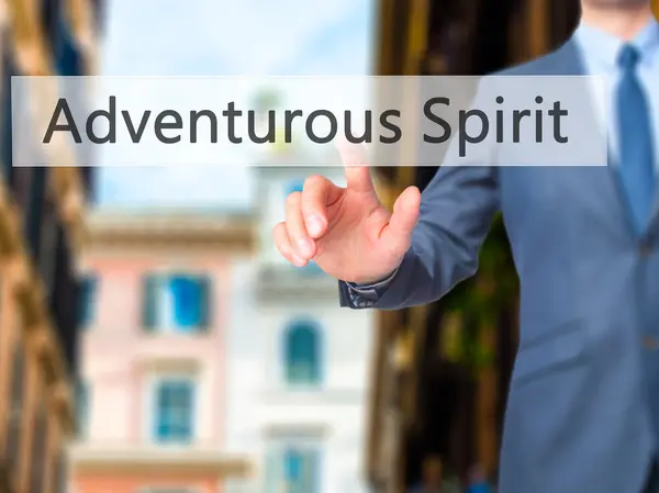 Adventurous Spirit - Бізнесмен друкує на цифровому екрані . — стокове фото