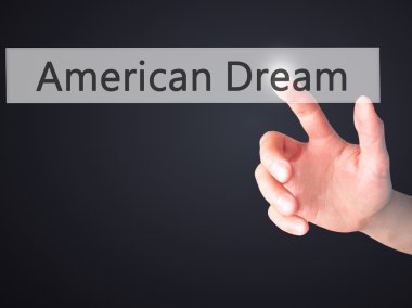 Amerikan rüyası - arka plan bulanık co üzerinde bir düğmeye basarak el
