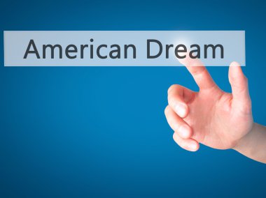 Amerikan rüyası - arka plan bulanık co üzerinde bir düğmeye basarak el