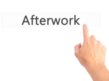 AfterWork - arka plan bulanık kavramı üzerinde bir düğmeye basarak el