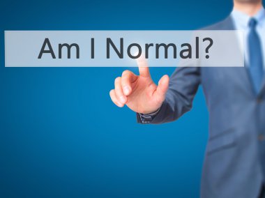 Normal miyim? -İş adamı basın dijital ekranda.