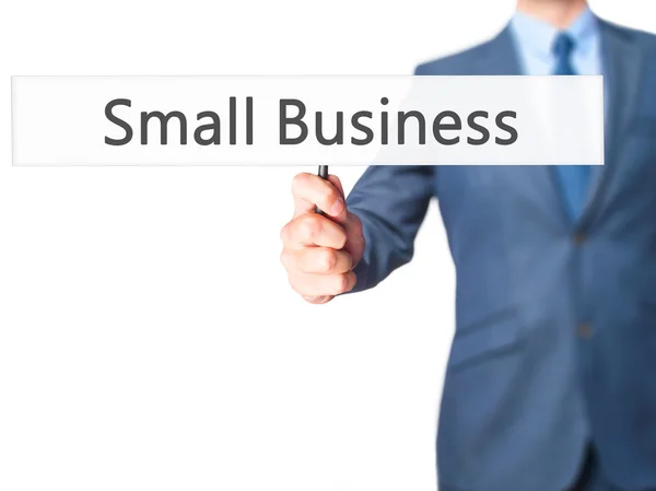 Small Business-biznesmen ręczny znak — Zdjęcie stockowe