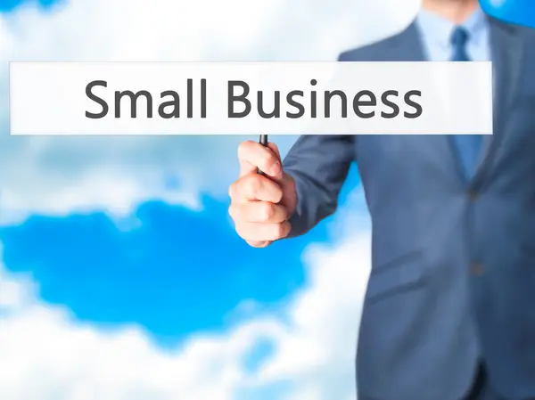 Small Business-biznesmen ręczny znak — Zdjęcie stockowe