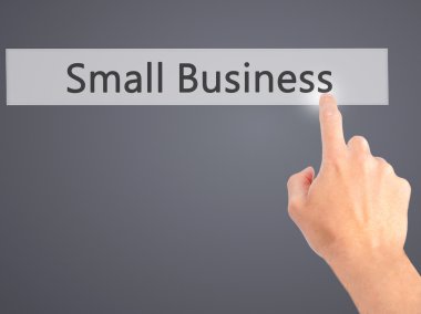 Small Business - El bulanık arka plan co bir düğmeye basarak