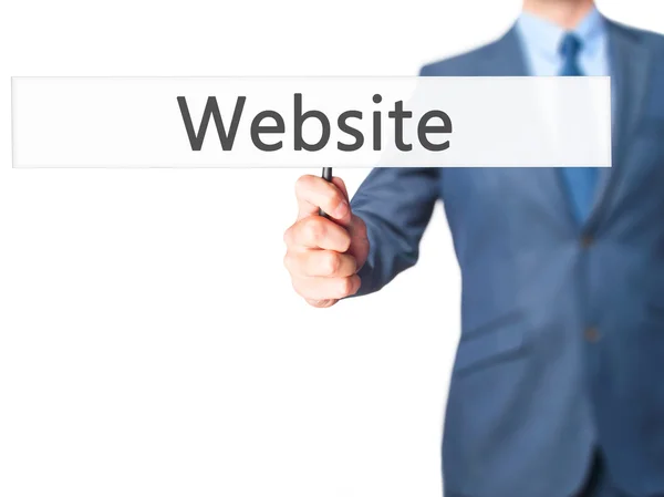 Website - Business man showing sign — Stock Photo, Image