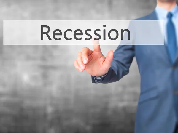 Recession -  Businessman press on digital screen. — Stock Photo, Image