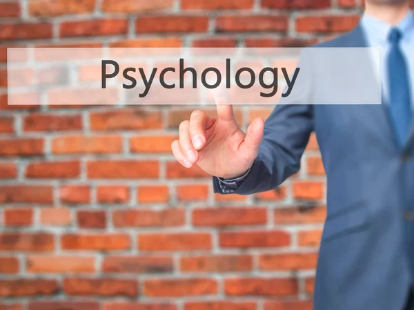 Psychologia - biznesmen prasy na cyfrowy ekran. — Zdjęcie stockowe