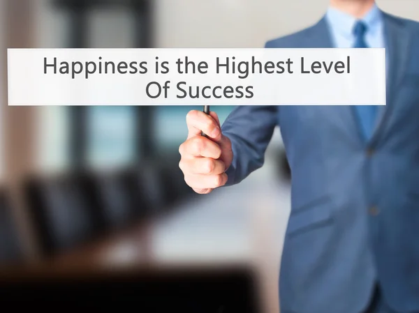 A boldogság a legmagasabb szintű siker-üzletember kéz hol — Stock Fotó
