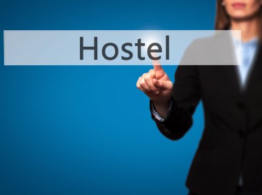 Hostel - İş kadını sanal bir scr modern düğmelere basarak