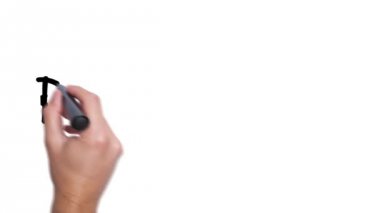 Özellik Değeri - Marker ile Man El yazma. İş, internet, teknoloji konsepti. Arka planda imzalayın.