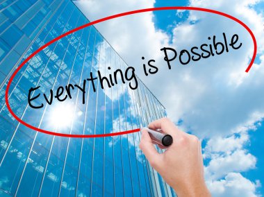 Adam el Hostel siyah kalemi ile görsel ekranda yazma.