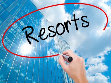 Adam el Hostel siyah kalemi ile görsel ekranda yazma.